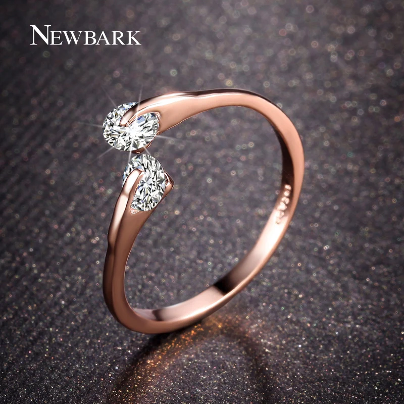 Newbark 0.25ct открытым Кольца двойной Круглый CZ стразами Напряжение Установка розовое