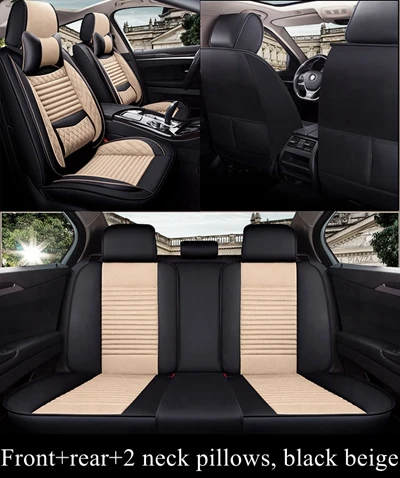 Beige with Pillows Передний+ задний Чехол для сидения автомобиля для toyota lc200 mark 2 premio prius 20 30 rav 4 rav4 tundra venza verso - Color Name: Beige with Pillows