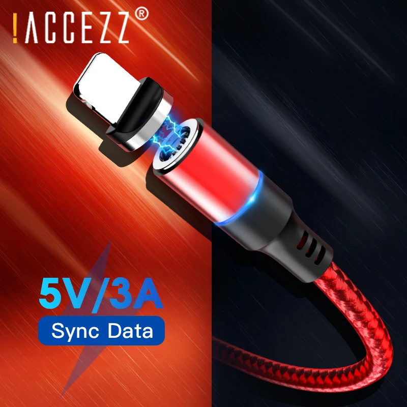 ! ACCEZZ Магнитный кабель 3A Newst Micro usb type C для iPhone XS MAX XR samsung Xiaomi передачи данных