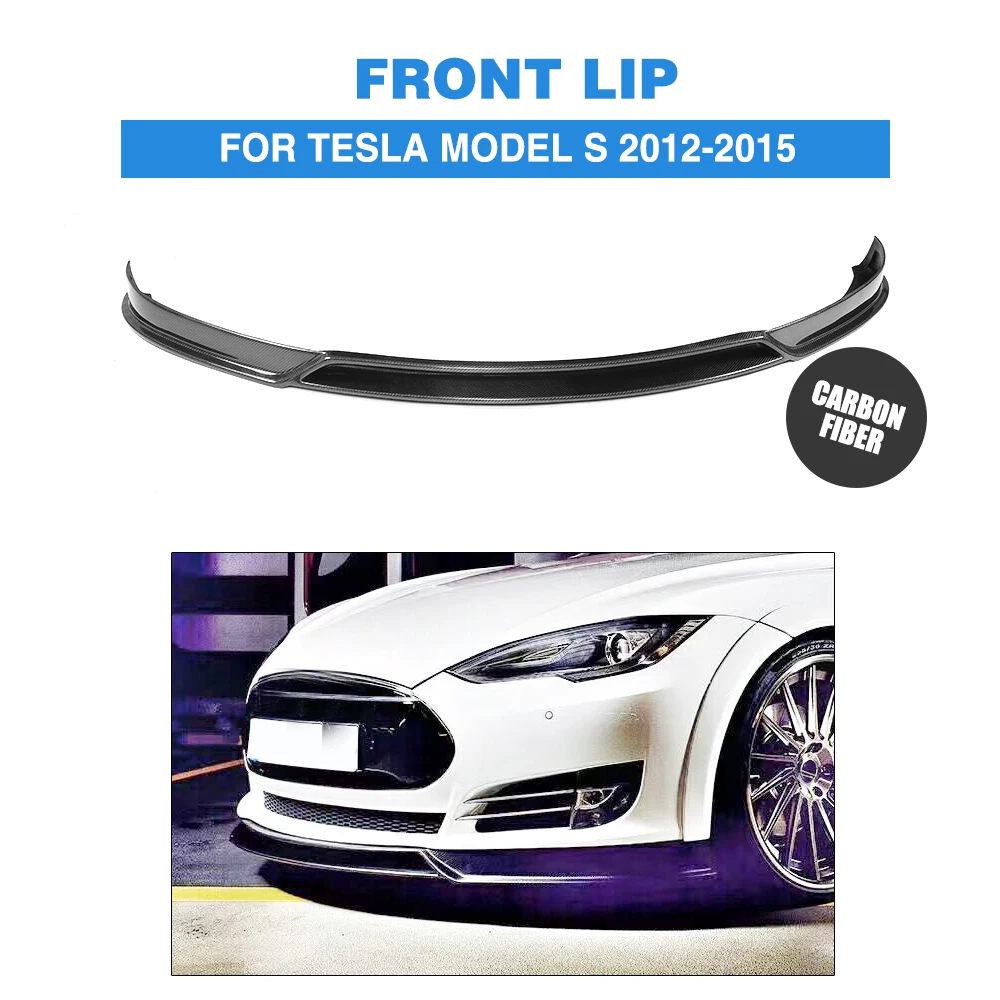 Передний спойлер для губ из углеродного волокна подбородок Tesla Model S Base Sedan 4 Door 2012