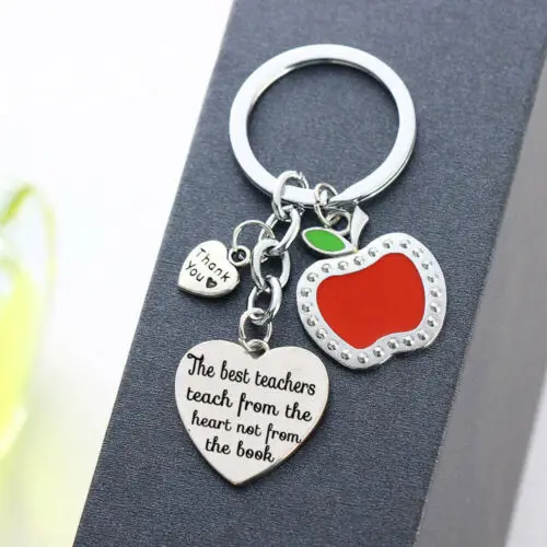 Keychain Apple The B Персонализированные подарки для учителей спасибо детские подарки брелок цепочка для ключей в виде яблока брелок для ключей в форме сердца кулон - Цвет: Keychain Apple The B