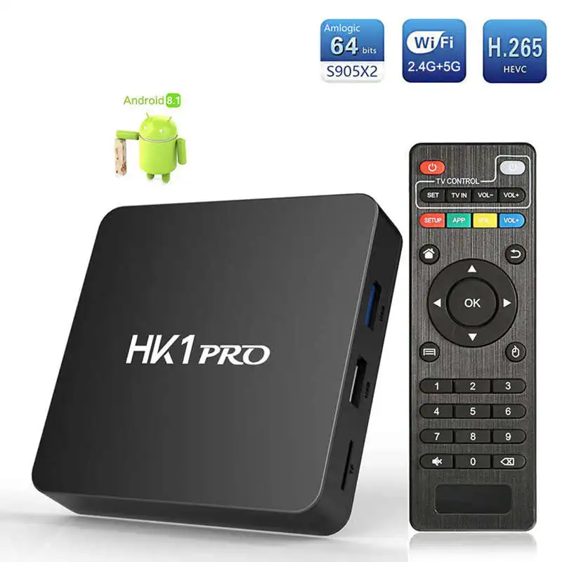 Hk1 Pro Android 8 1 Smart Tv Box Amlogic S905X2 Lpddr4 четырехъядерный 2 4G и 5Ghz Wifi Bt 100M 4K