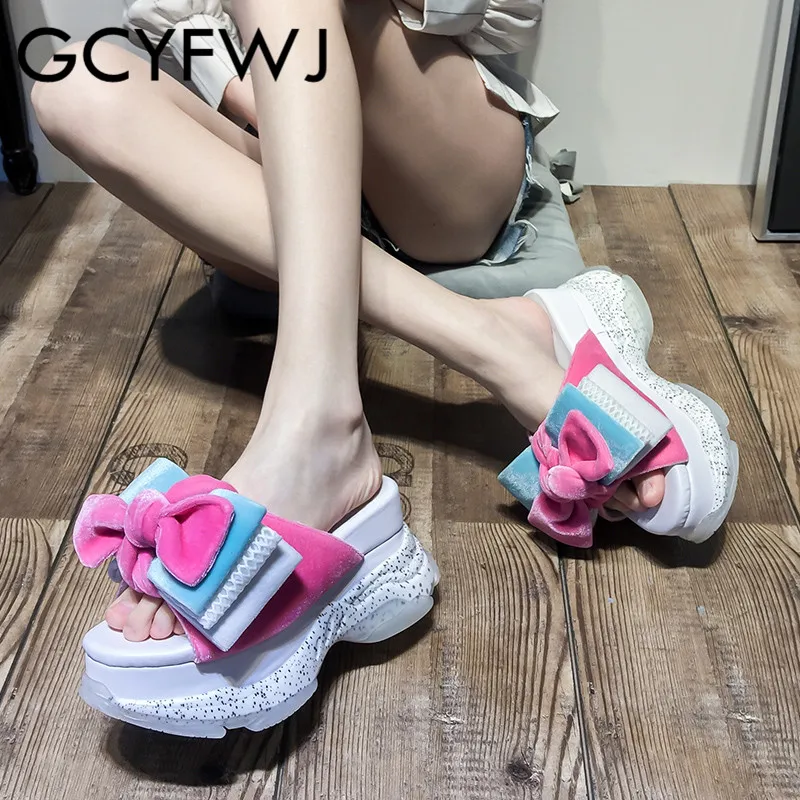 GCYFWJ/летние женские кожаные Нескользящие туфли на платформе уличные тапочки с