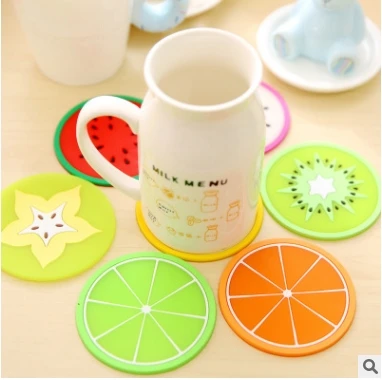 

Colorful jelly fruit shape coaster silicone cup mat Creative non-slip insulation pad coaster