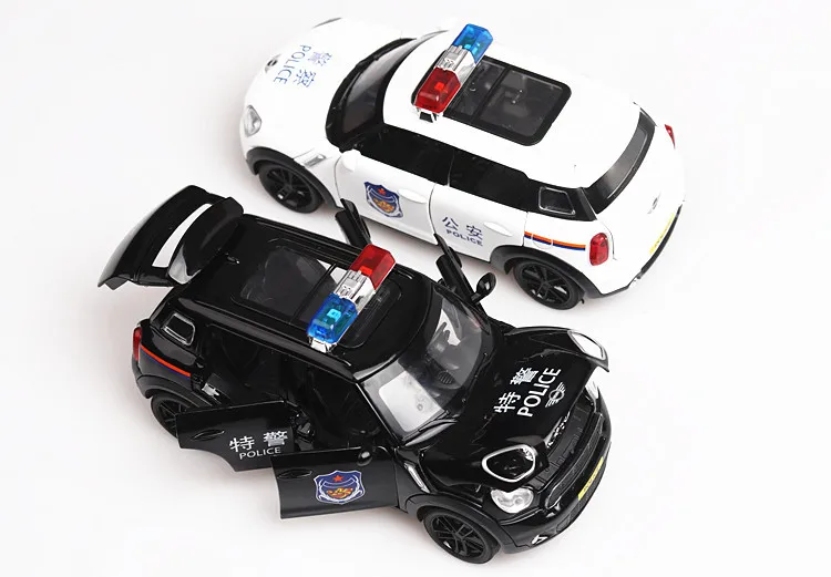 1:32 игрушечный автомобиль Mini Cooper Police металлическая игрушка сплав супер автомобиль Diecasts& игрушечный Транспорт модель автомобиля Миниатюрная модель автомобиля игрушка для детей