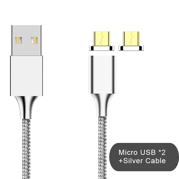 2Micro 1silver cable NOHON 3 в 1 Micro usb type C кабель для зарядки и синхронизации данных для iPhone X 7 8 6 5 Plus Магнитная Быстрая зарядка для samsung - Цвет: 2Micro 1silver cable