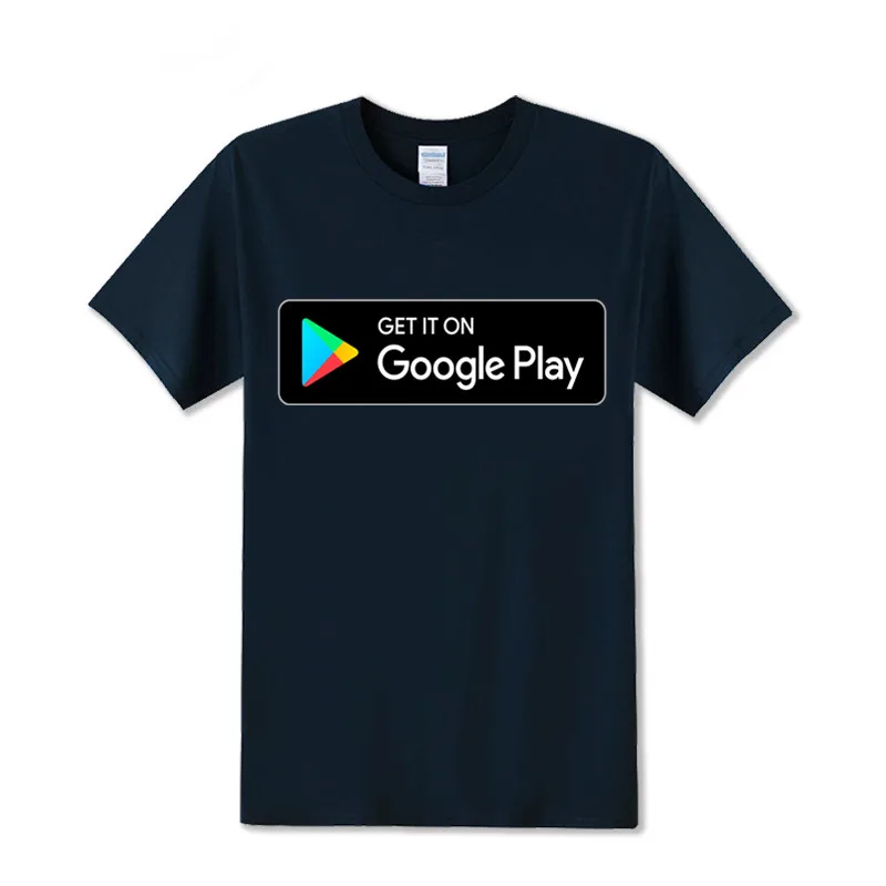 Git it on Google Play letters printed T Shirts men Cotton Short sleeve google shirt hombre Leisure T-shirt tshirts | Мужская одежда