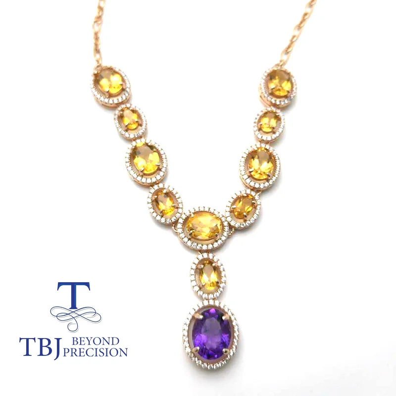 TBJ изящное ожерелье из натуральных драгоценных камней с натуральным цитрином и