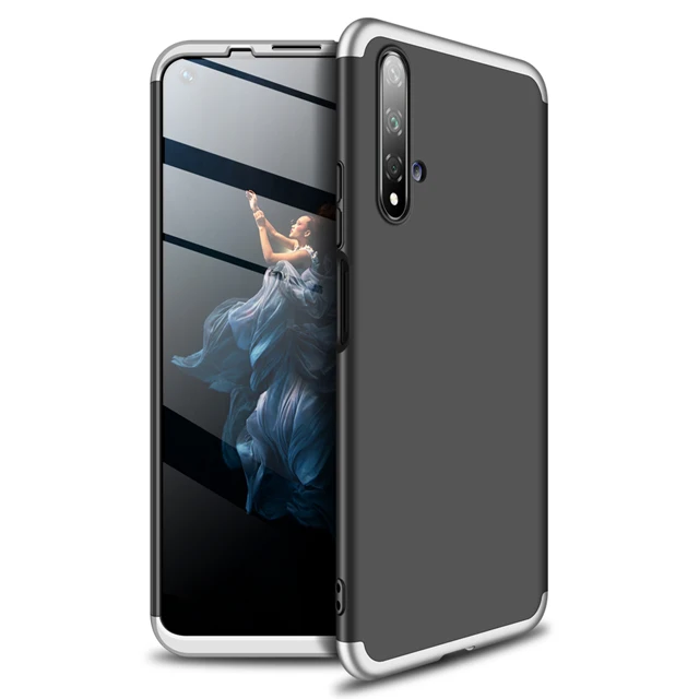 silver and black Koosuk 3-in-1 Back Cover For Huawei Honor 20 Pro Honor20 Lite PC Hard Matte Phone Protection Case Coque - Цвет: silver and black