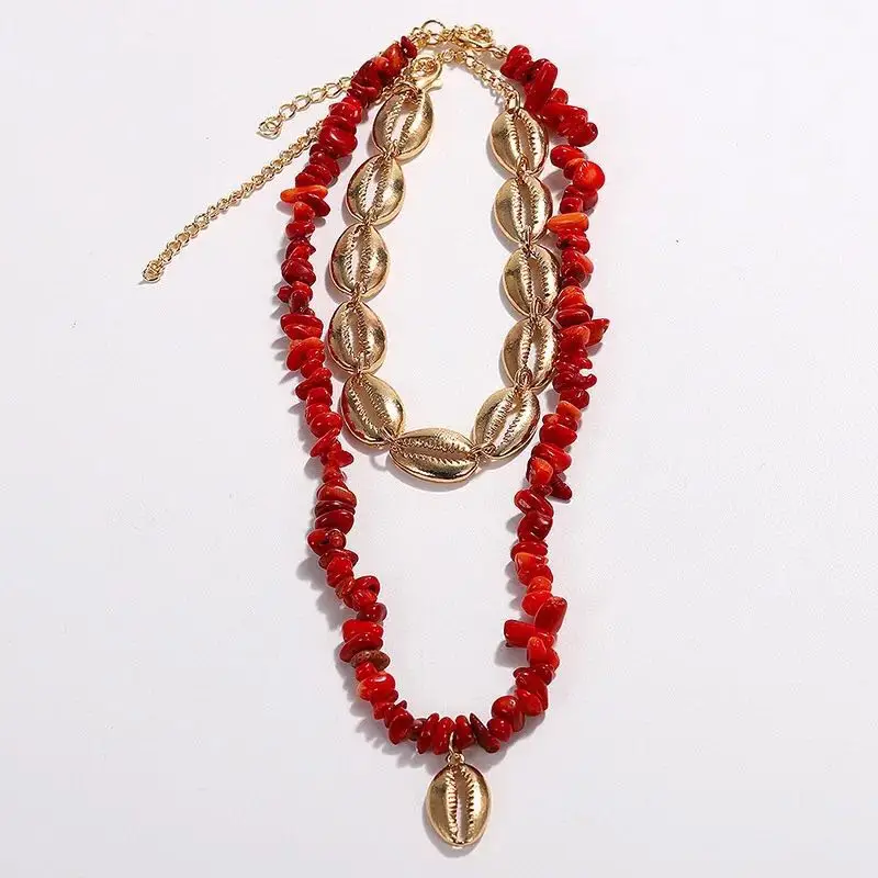 Bohemian Exotic handmade beaded necklace color Fashion stone multi-layer neck chain shell pendant factory wholesale Jewelry | Украшения и