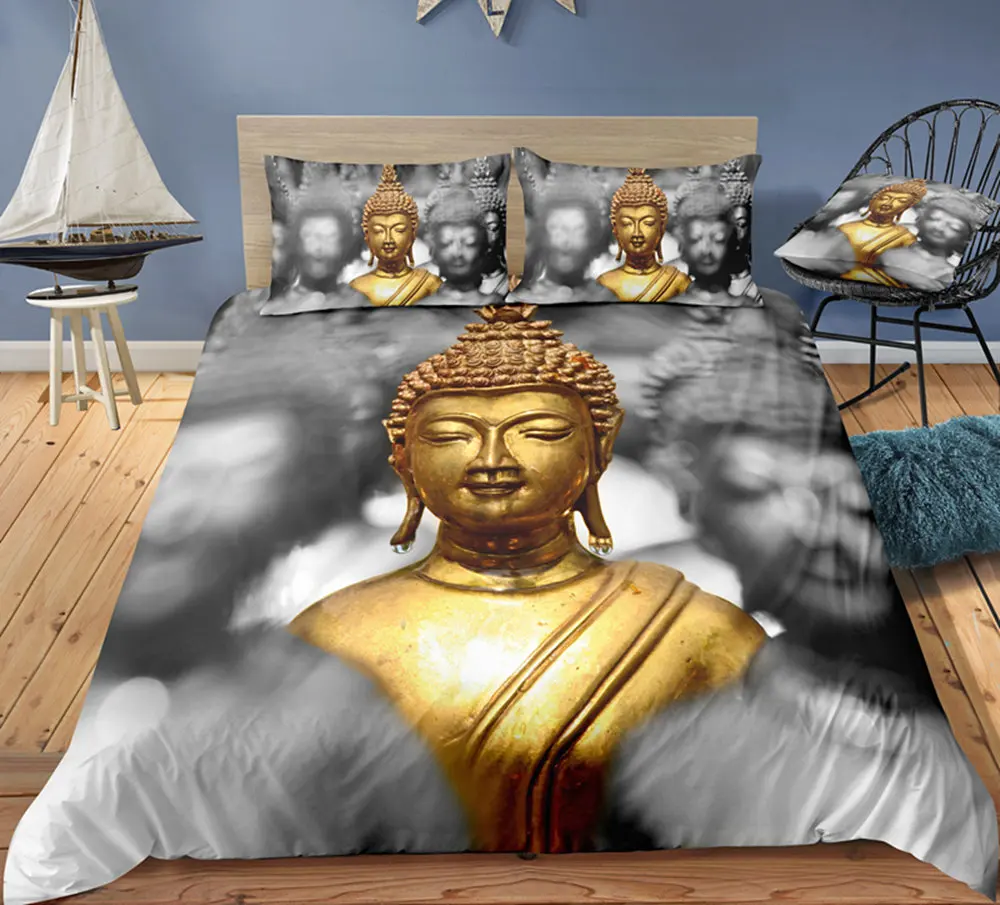 Thumbedding Будда и Лотос 3D постельное белье цифровая печать Твин Полный Королева