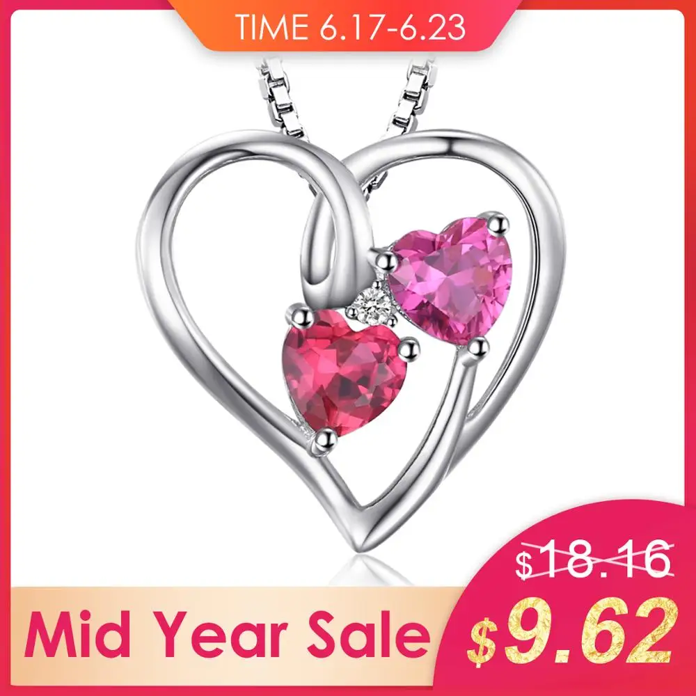 Jewelrypalace любовь 1.2ct сердца создано ruby розовый сапфир &quotКулон 925 Серебряная свадьба