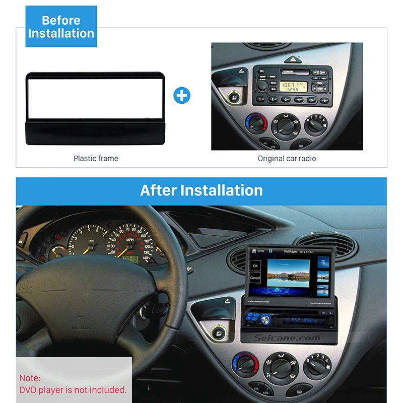 Seicane OEM стиль 1Din автомобиля Радио DVD стерео Фризовая для 2000 1999 1998 Ford Focus рамки панель установить в черточки комплект без gap