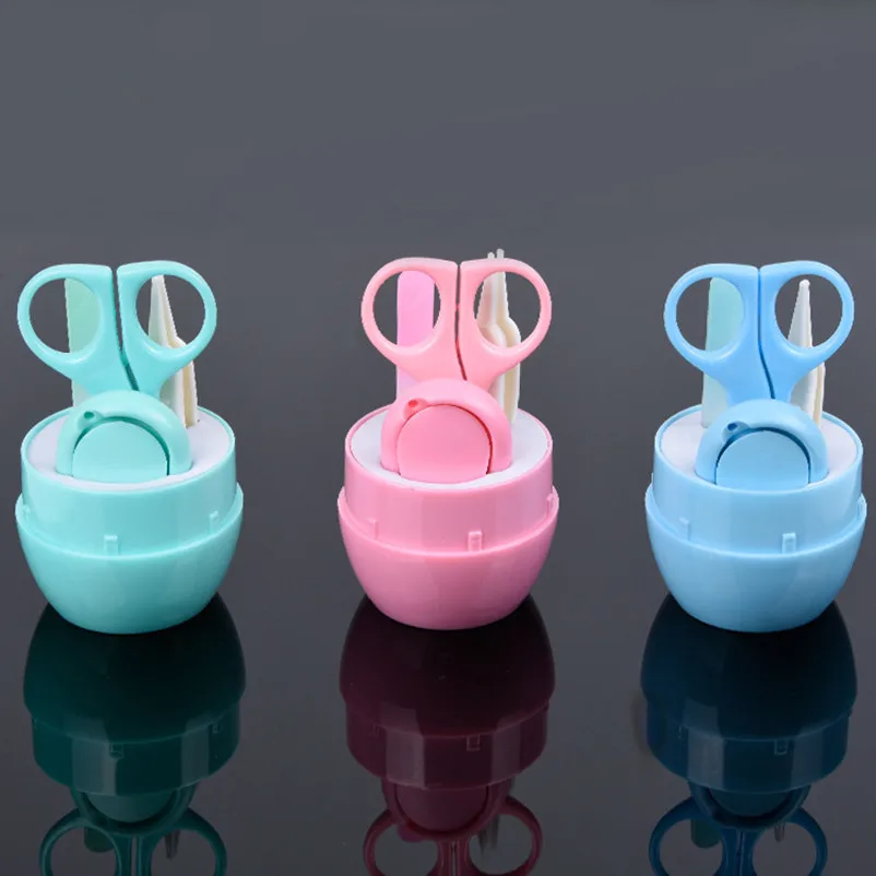 

Baby Nail File Scissors Set Lovely Cleaning Tweezer Clipper Pedicure Set Toe Finger Kit Nail clippers 4pcs plastic Manicure Tool