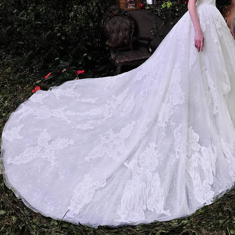 Роскошные Красивые Милая Бретелек-Линии Свадебные Платья Тюль Аппликация Из