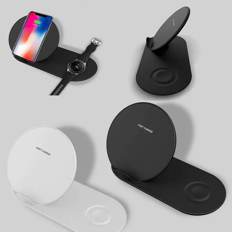 Беспроводное зарядное устройство 2 в 1 QI для iPhone X XR XS MAX 8 Samsung S9 S8 Note 9 Galaxy Watch Gear S3 S2