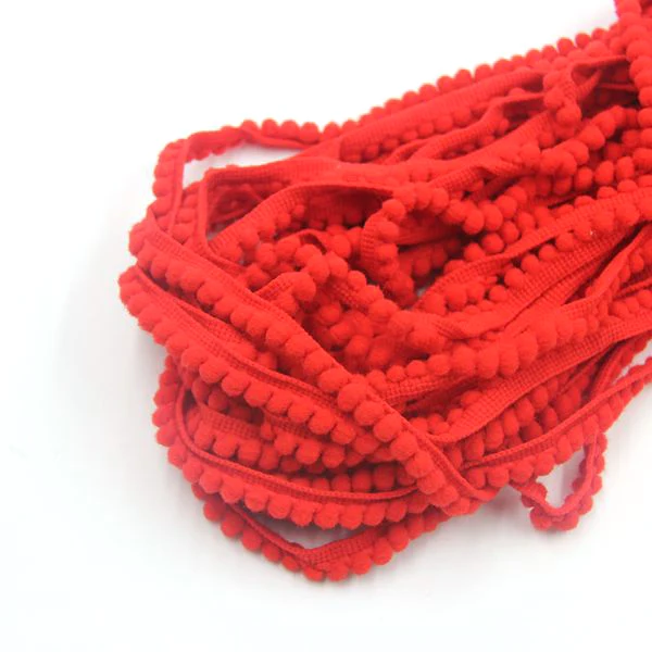 Red Новинка, 5 ярдов/партия,, 5 мм, помпоны, отделка, шаровая лента с бахромой, сделай сам, Швейные аксессуары, кружево, 12 цветов, для украшения дома, вечерние - Цвет: Red