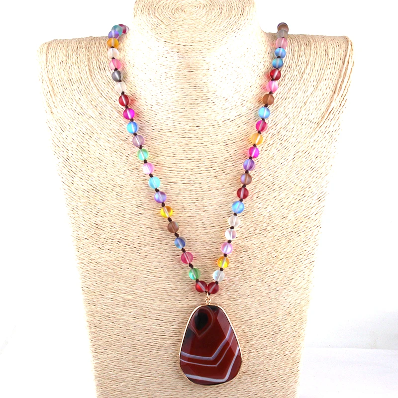 Модное красивое блестящее Хрустальное длинное ожерелье с узлом и камнями для