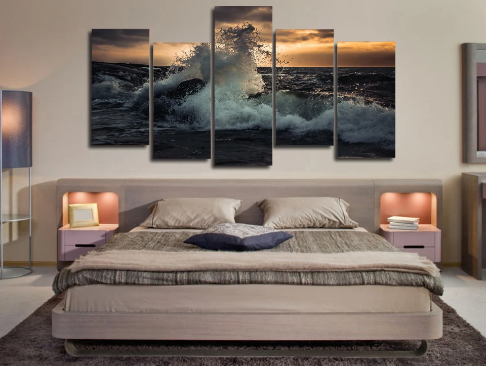 Модульная Pictures Home Decor Холст Картина 5 Панель красивые море самым высоким