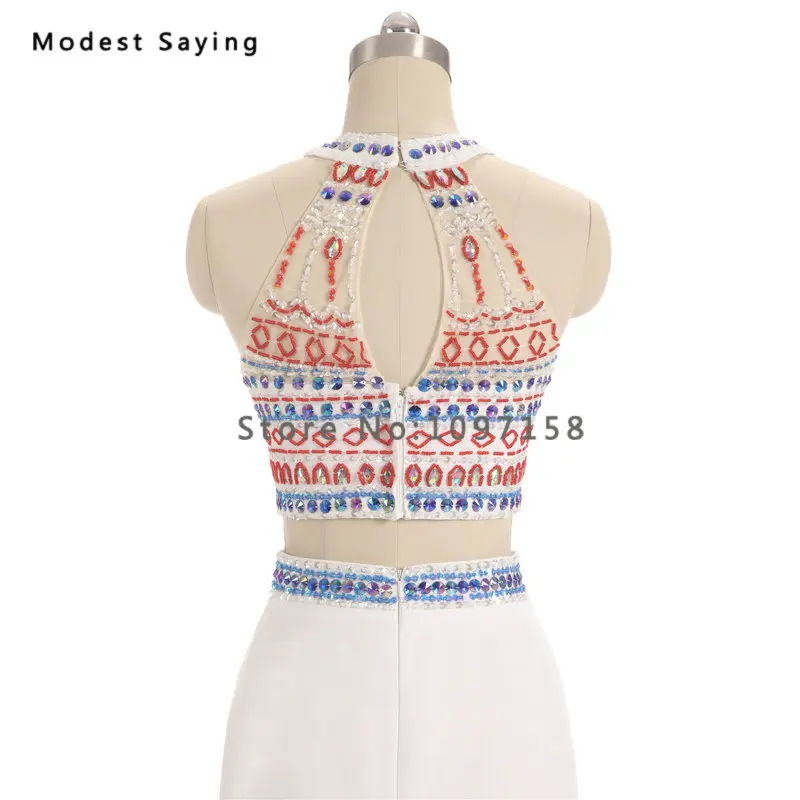 Сексуальные платья для выпускного со стразами цвета слоновой кости расшитые