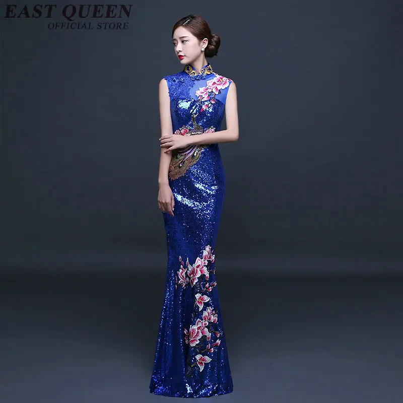 Новое поступление 2018 Восточное вечернее платье без рукавов qipao китайское Русалка