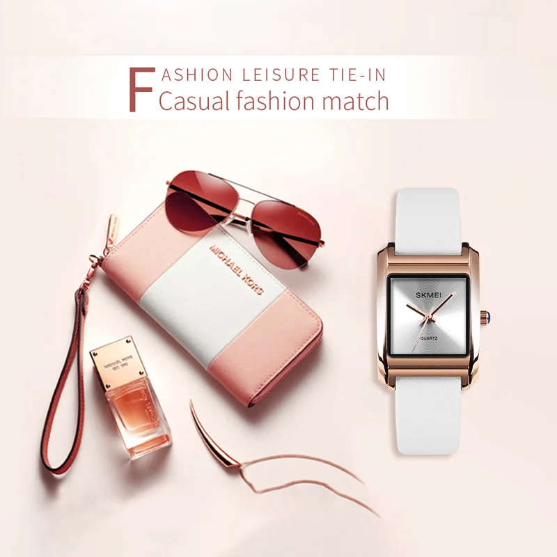 SKMEI женские часы из натуральной кожи люксовый бренд кварцевые повседневные Montre