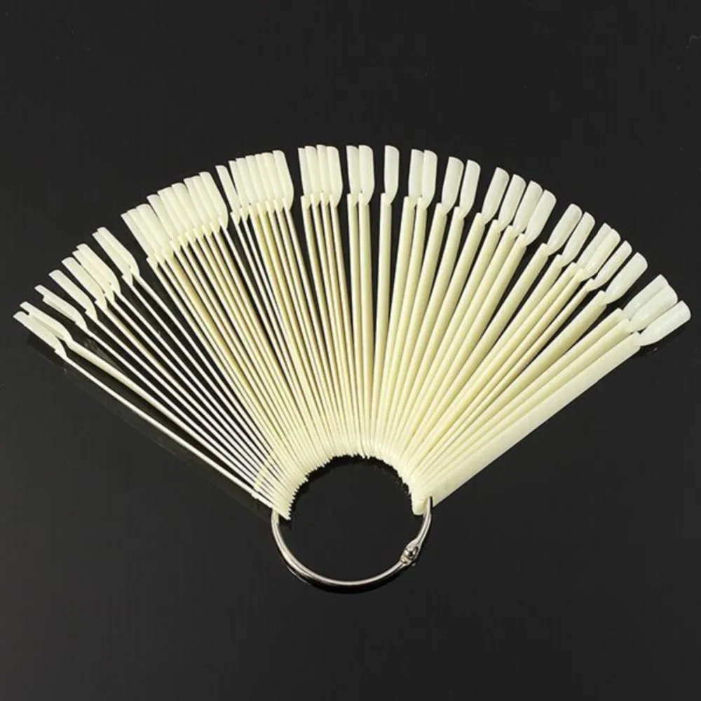 50pcs/lot False Nails Fan Style Fake Tips Artificial Pallet Nail Art Display Clipper Nep White Clear Makeup Tools | Красота и