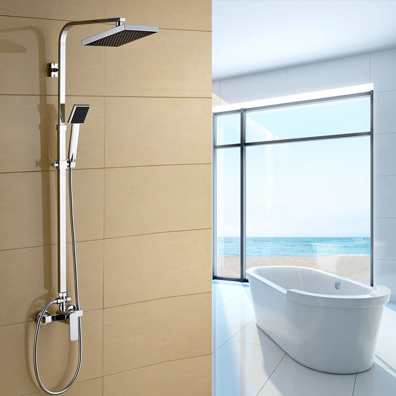 Набор для душа с хромированной отделкой настенный квадратный смеситель горячей