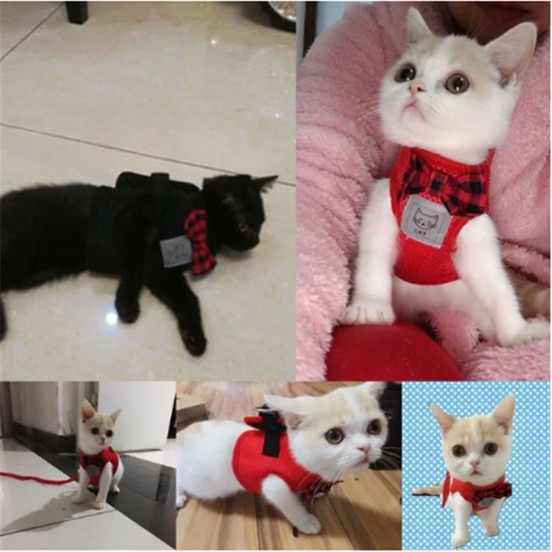 Сетка бантик поводок для кошек и поводок дышащий котенок одежда для кошек маленькая собака щенок ходьба Бег ремни товары для домашних животных