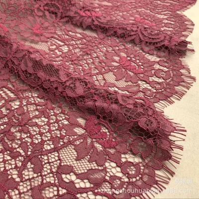 Dark pink 6 цветов: синий, зеленый, красный, черный, белый, темно-розовый, ажурная кружевная ткань! 1,5 м длинные ресницы проводные кружева для платья - Цвет: Dark pink