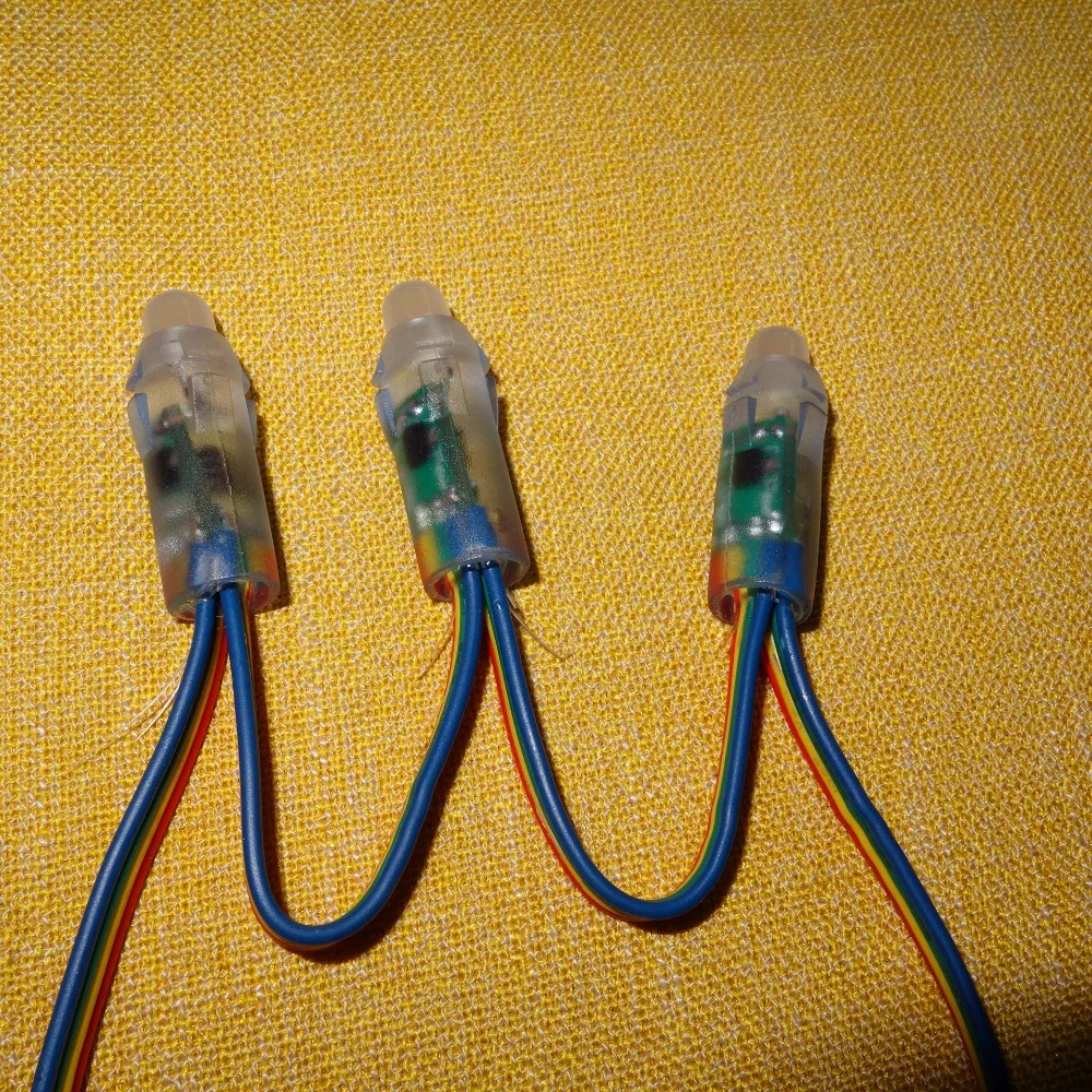 Точечный светодиодный светильник 12 мм в пост. Тока WS2818 RGB полноцветный IP68 10 см с