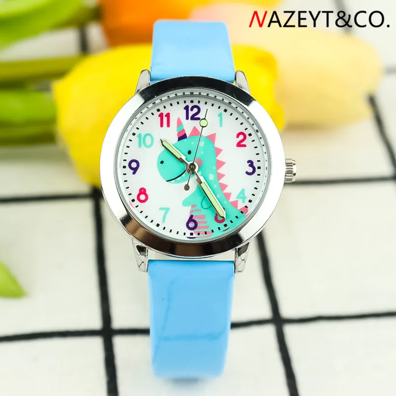 Бесплатная доставка, кварцевые часы для мальчиков, маленькие дети, девочки, милый динозавр, annimali, простой дизайн, наручные часы, дети, искусственная кожа, подарок, часы