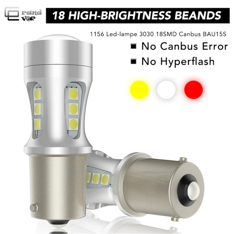 1156 светодиодный светильник 3030 18SMD Canbus BAU15S PY21W BA15S P21W фонарь для автомобильных