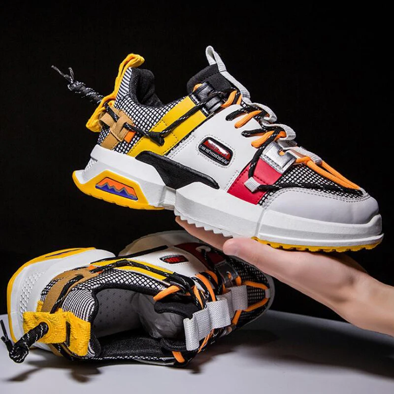 Man Shoes 2019 Fashion Casual Sneakers Leather Stitching Men's Footwear Platform Sports For Male | Обувь