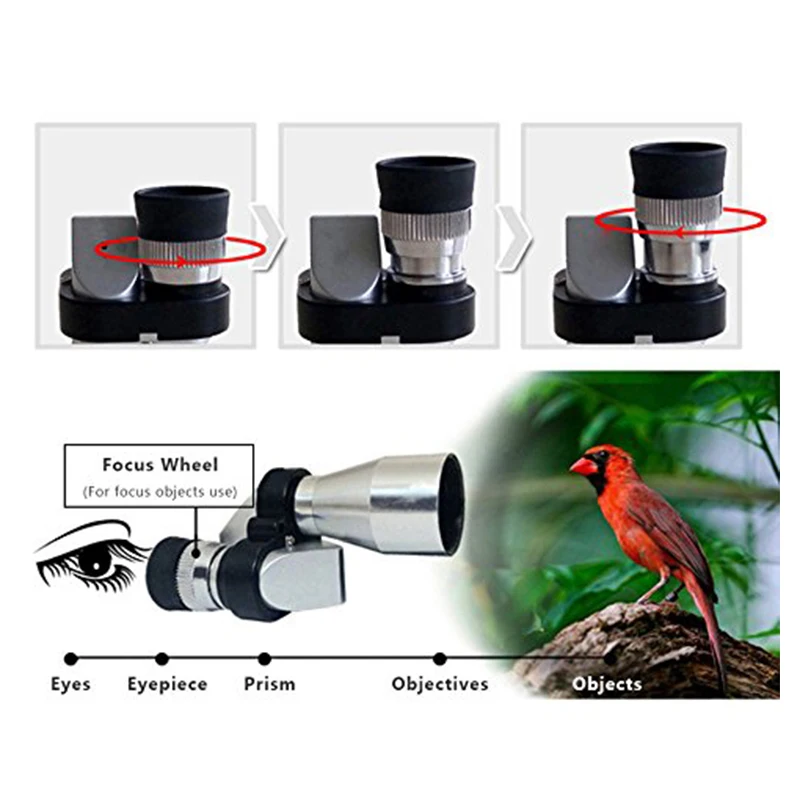 Мини монокулярный Карманный телескоп 8x20 металлический портативный HD для