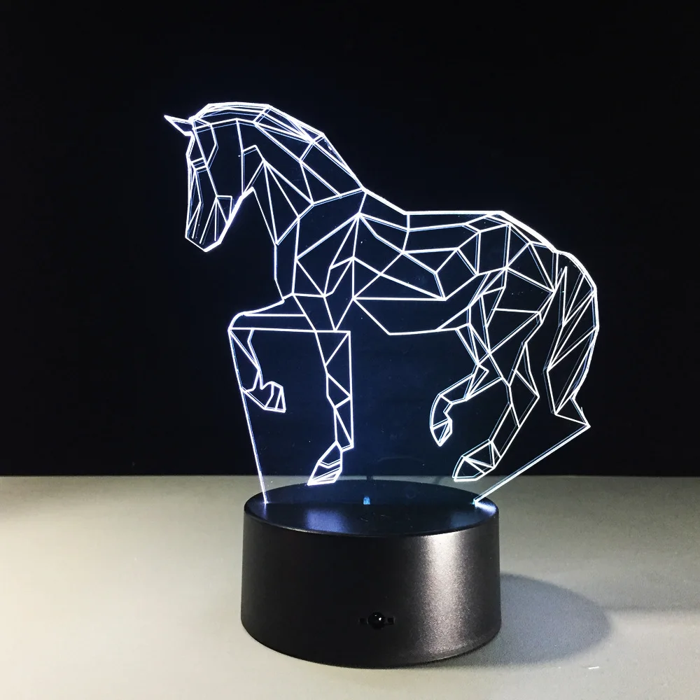 Подарки для детей, 7 цветов, меняющие животных, Luces Navidad Horse, светодиодный ночник, 3D светодиодный настольный светильник, прикроватные лампы, как украшение дома
