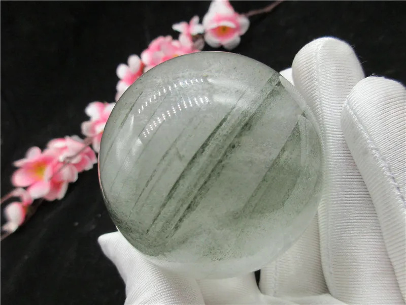 

Natural Clear Multichamber Green Pyramid Phantom Quartz Crystal Ball SPHERE Specimen