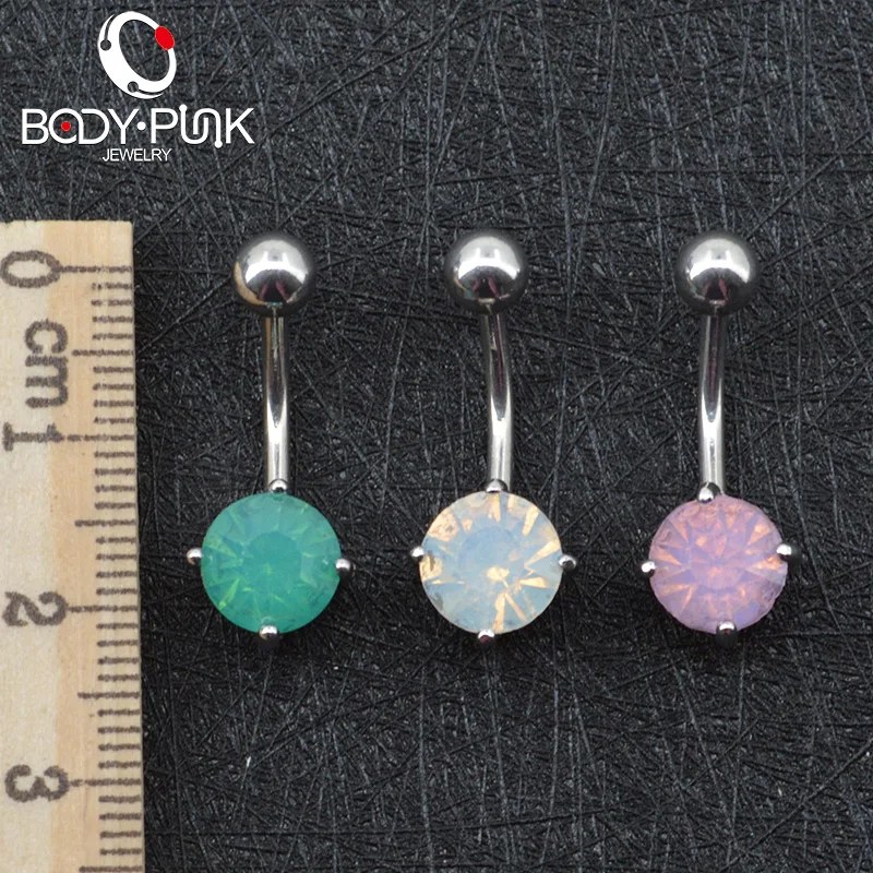 Кольца на пупок в стиле панк имитация пирсинга с зелеными белыми розовыми