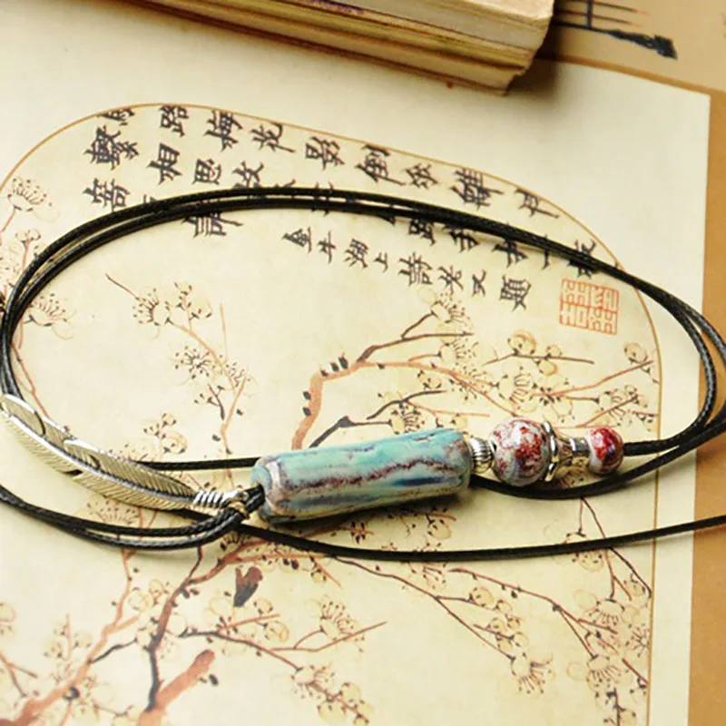 Черное плетение Веревка ожерелье керамический цвет красочные бусы чокер