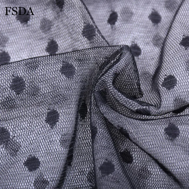 Женский укороченный топ в горошек FSDA сетчатый короткий с высоким воротником и