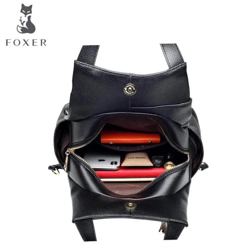 FOXER Роскошная модная сумка через плечо кожаный первый слой из мягкой кожи рюкзак