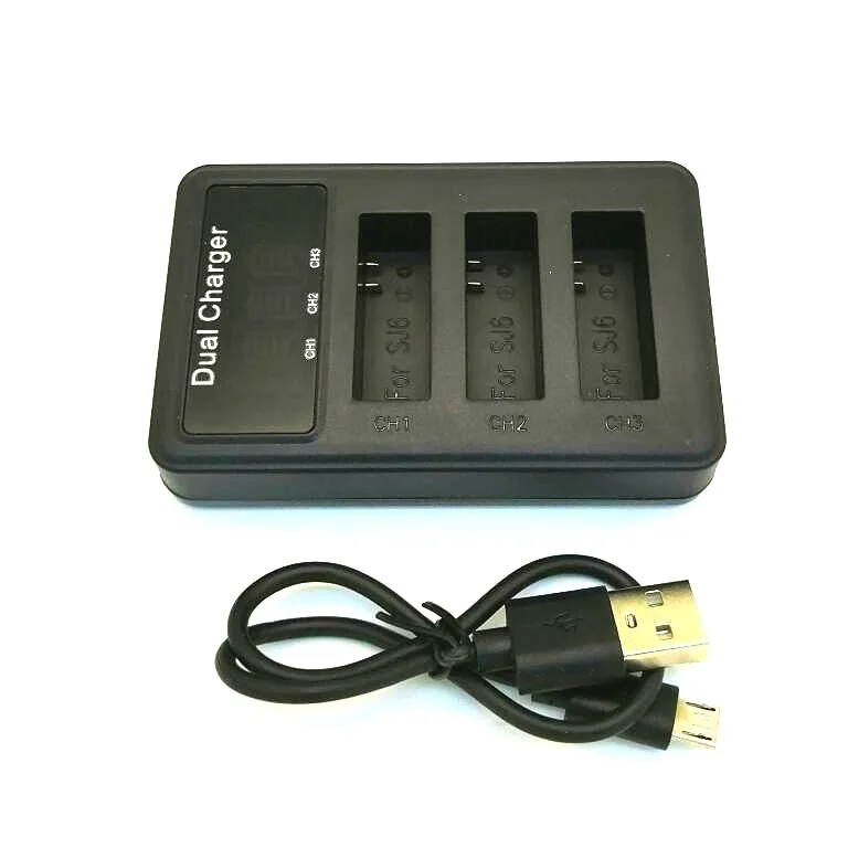 sj6 charger-cable SJCAM 3 way USB 3 слота зарядное устройство lcd Dugl зарядное устройство для Sj6 Legend/Sj7 Star/Sj8 Pro Plus Аксессуары для воздушной экшн-камеры - Цвет: sj6 charger-cable