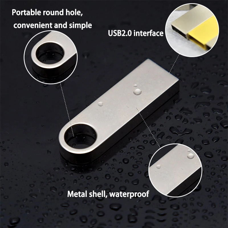 Серебристый/золотистый металлический водонепроницаемый USB флеш накопитель