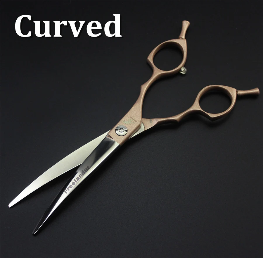 golden curved 6,5 дюймов изогнутые ножницы филировочные ножницы для стрижки собак Ножницы Для Стрижки собак Профессиональные парикмахерские инструменты аксессуары для домашних животных - Цвет: golden curved