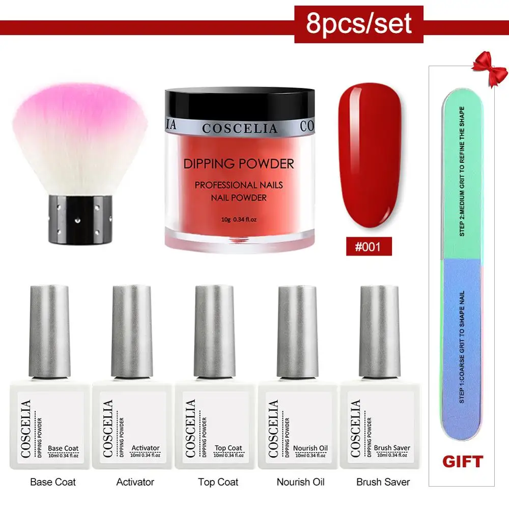COSCELIA набор с мерцающей пудрой быстро сохнет без лампы лечения маникюрный для