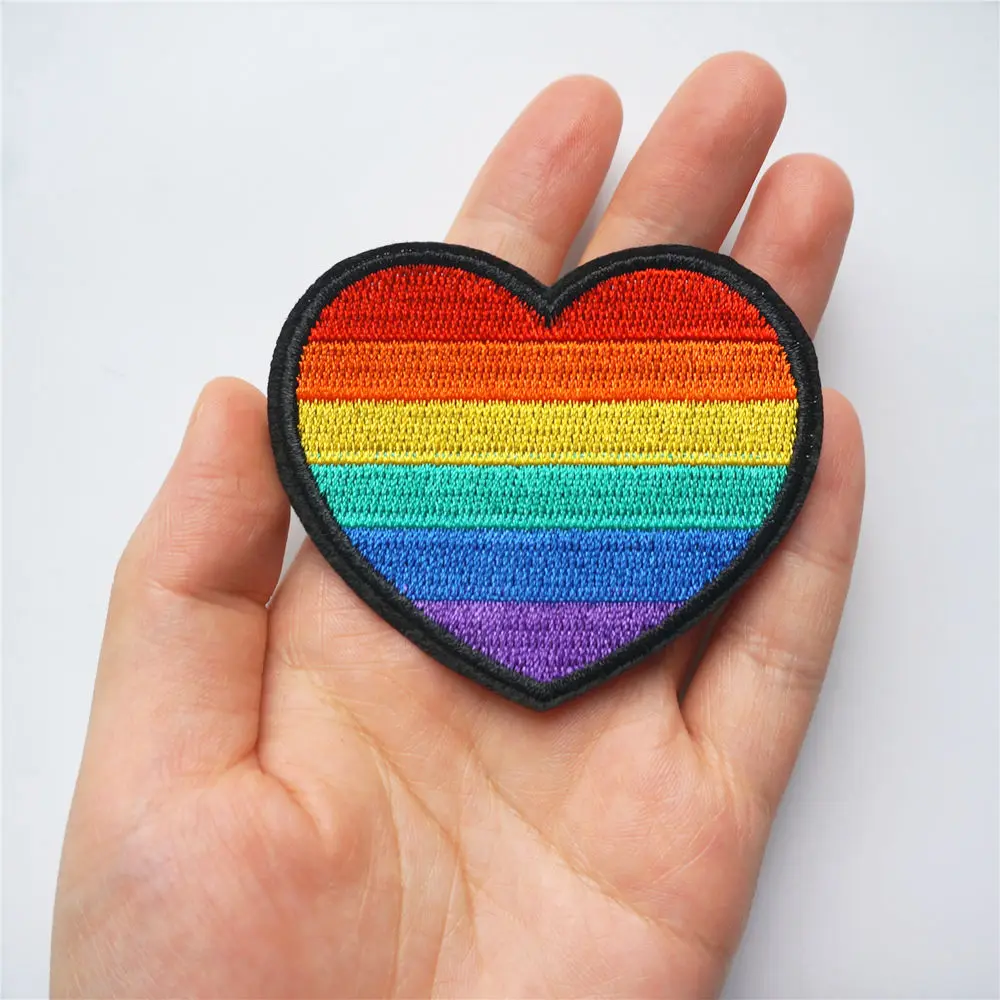 Радуга Сердце Мира ЛЮБОВЬ вышитые для аппликации шитья железа на тканевые