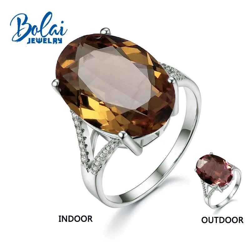 Bolai, 18x13 мм, большое кольцо diaspore solitaire, серебро 925 пробы, меняющее цвет, драгоценный камень, зултанит, изящные кольца, ювелирное изделие для женщин
