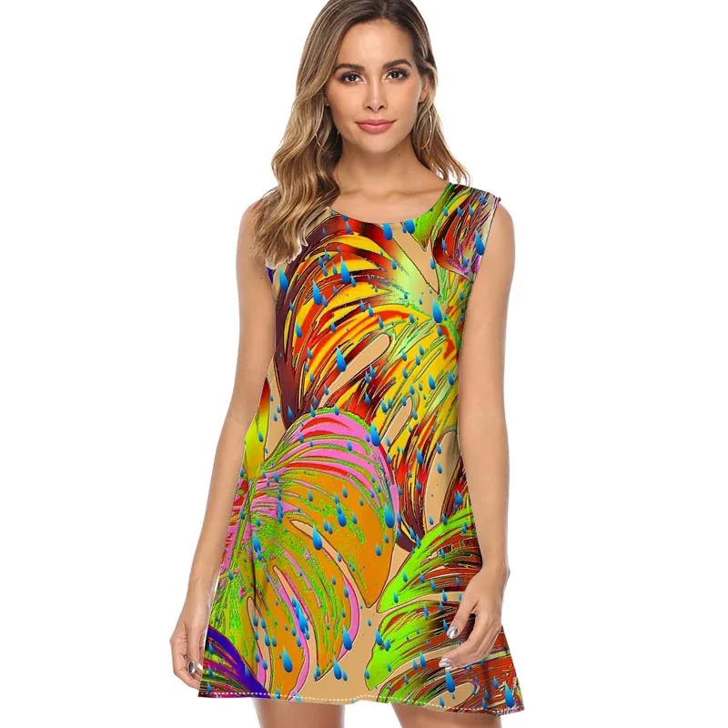 

Women Dress 2019 Summer New Arrival Totoro and Friends Print Loose dresses Cute Ladies Casual Sleeveless Beach Holiday Dress
