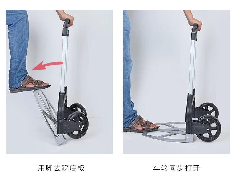 20% Portable Trolley Cart Folding Portable Trolley Car Aluminium Hand Push Cart Heavy Loading Trailer Handling Shopping Cart