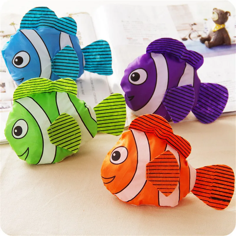 fish randomcolor 22 цвета Животные хозяйственные сумки рыбы путешествия складная сумка продуктовая сумка для хранения Многоразовые Мультяшные хозяйственные Эко сумки 1 шт - Цвет: fish randomcolor